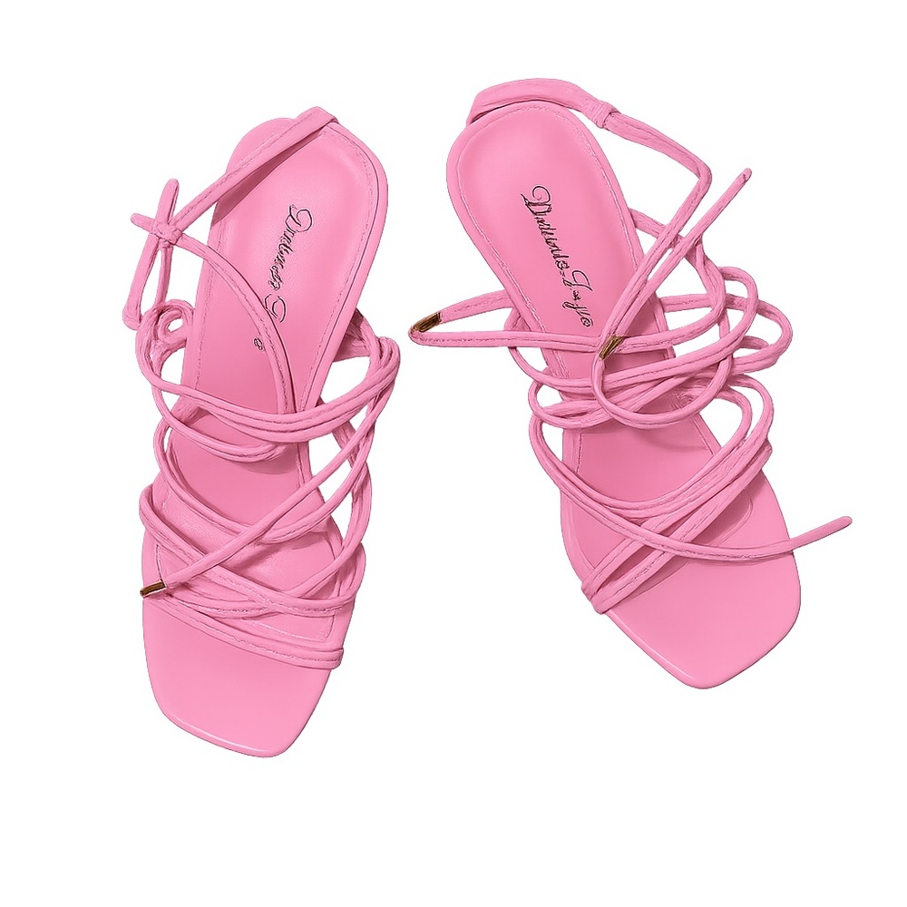 Pink strappy platform heels – size 7